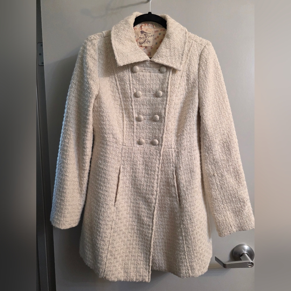 Cream Double-Breasted Women's Coat